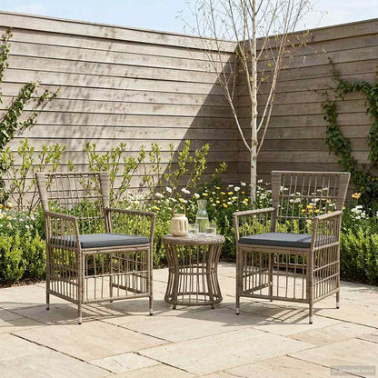 Tuinstoelen 2 st Grijs PE rattan, Staal en Polyester Stof