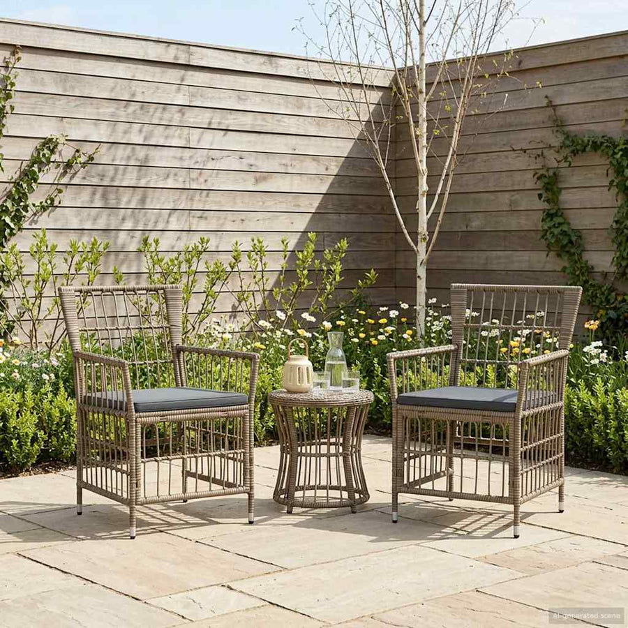 Tuinstoelen 2 st Grijs PE rattan, Staal en Polyester Stof