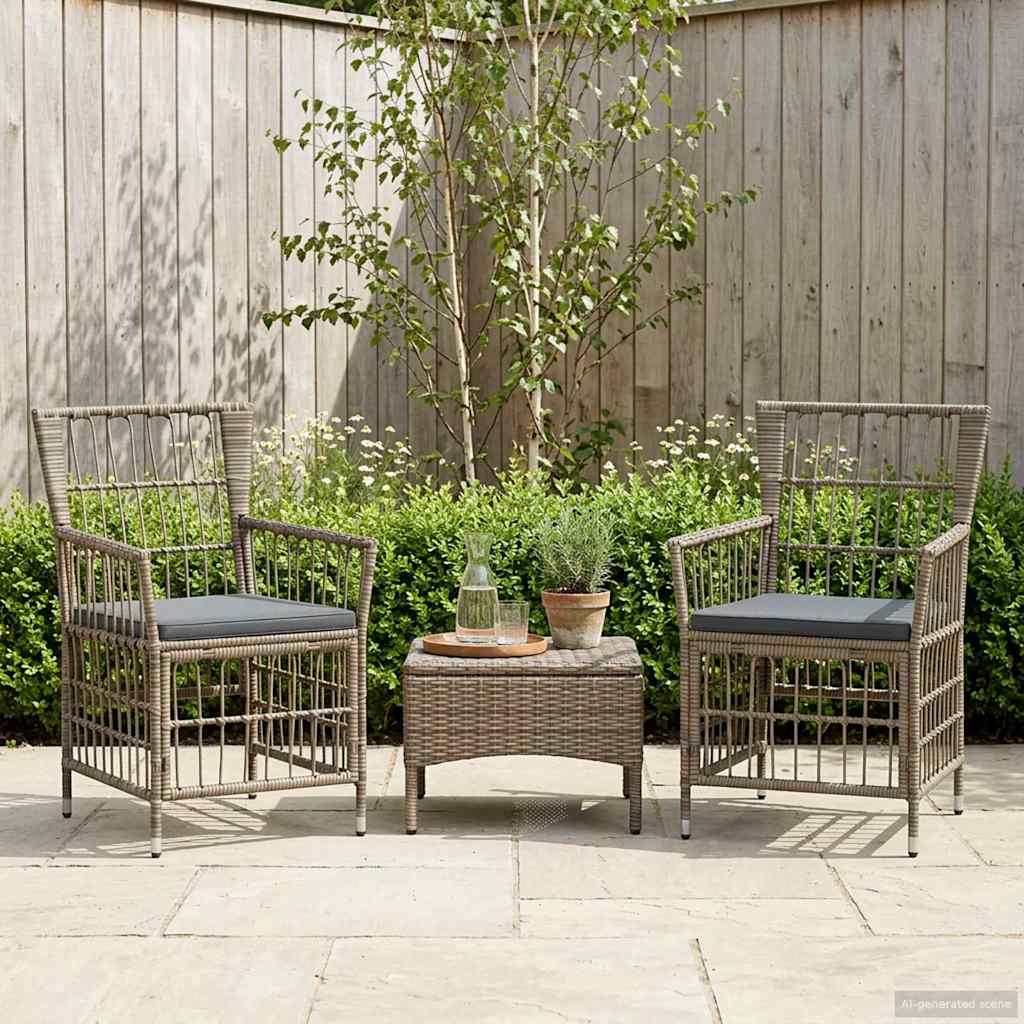 Tuinstoelen 2 st Grijs PE rattan, Staal en Polyester Stof
