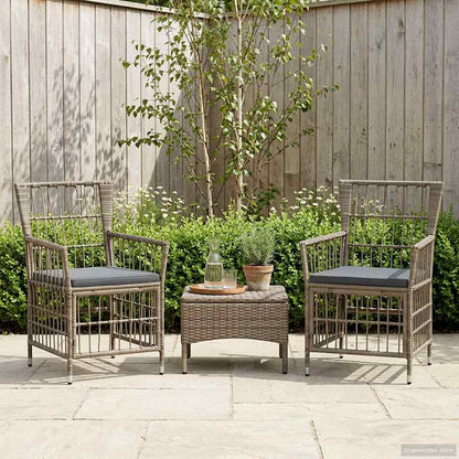 Tuinstoelen 2 st Grijs PE rattan, Staal en Polyester Stof