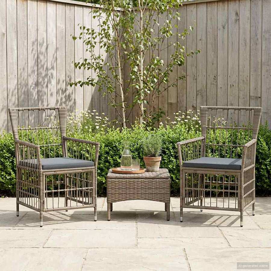 Tuinstoelen 2 st Grijs PE rattan, Staal en Polyester Stof