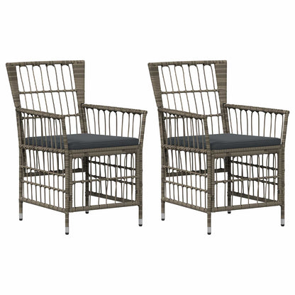Tuinstoelen 2 st Grijs PE rattan, Staal en Polyester Stof