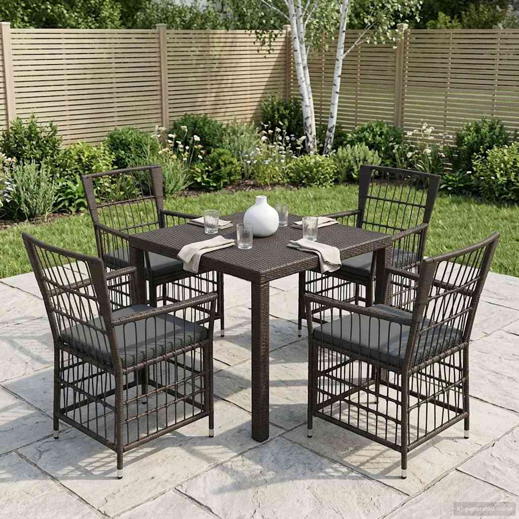 Tuinstoelen 4 st Zwart PE rattan, Staal en Polyester Stof