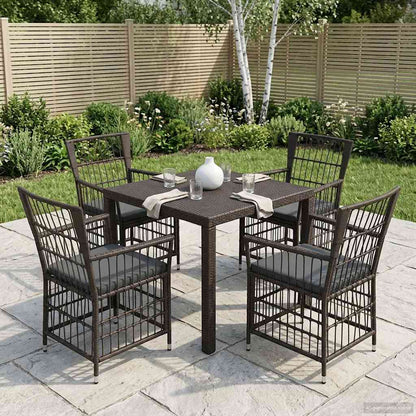 Tuinstoelen 4 st Zwart PE rattan, Staal en Polyester Stof