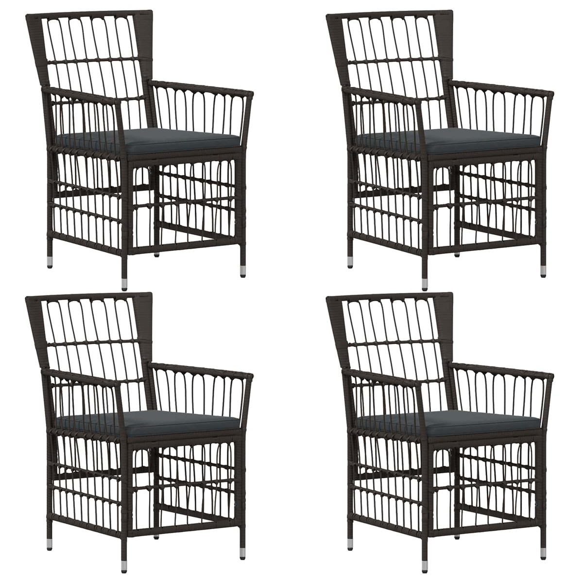 Tuinstoelen 4 st Zwart PE rattan, Staal en Polyester Stof