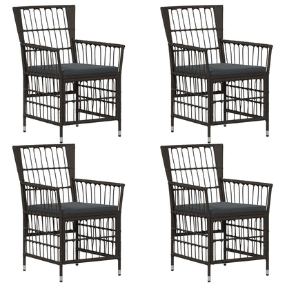 Tuinstoelen 4 st Zwart PE rattan, Staal en Polyester Stof