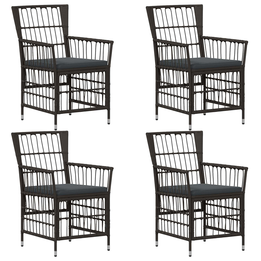 Tuinstoelen 4 st Zwart PE rattan, Staal en Polyester Stof