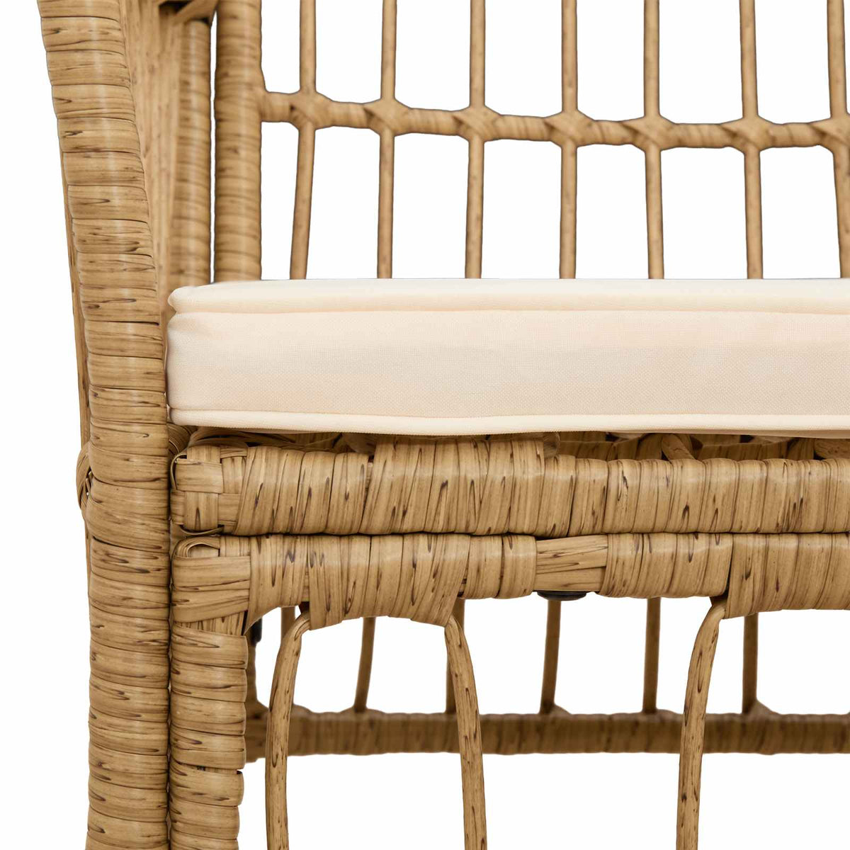 Tuinstoelen 4 st Naturel PE rattan, Staal en Polyester Stof