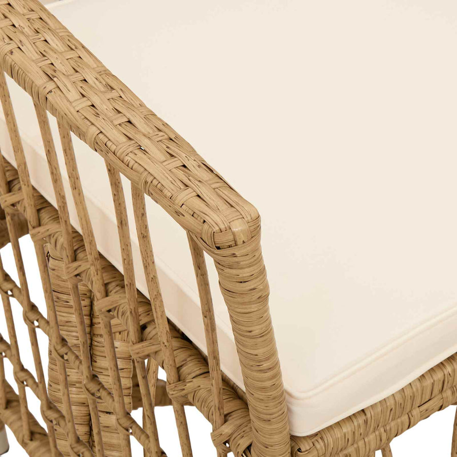 Tuinstoelen 4 st Naturel PE rattan, Staal en Polyester Stof