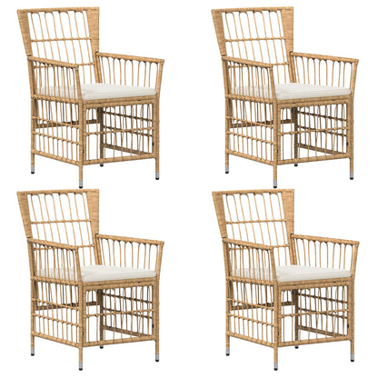 Tuinstoelen 4 st Naturel PE rattan, Staal en Polyester Stof