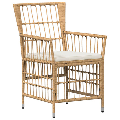Tuinstoelen 4 st Naturel PE rattan, Staal en Polyester Stof