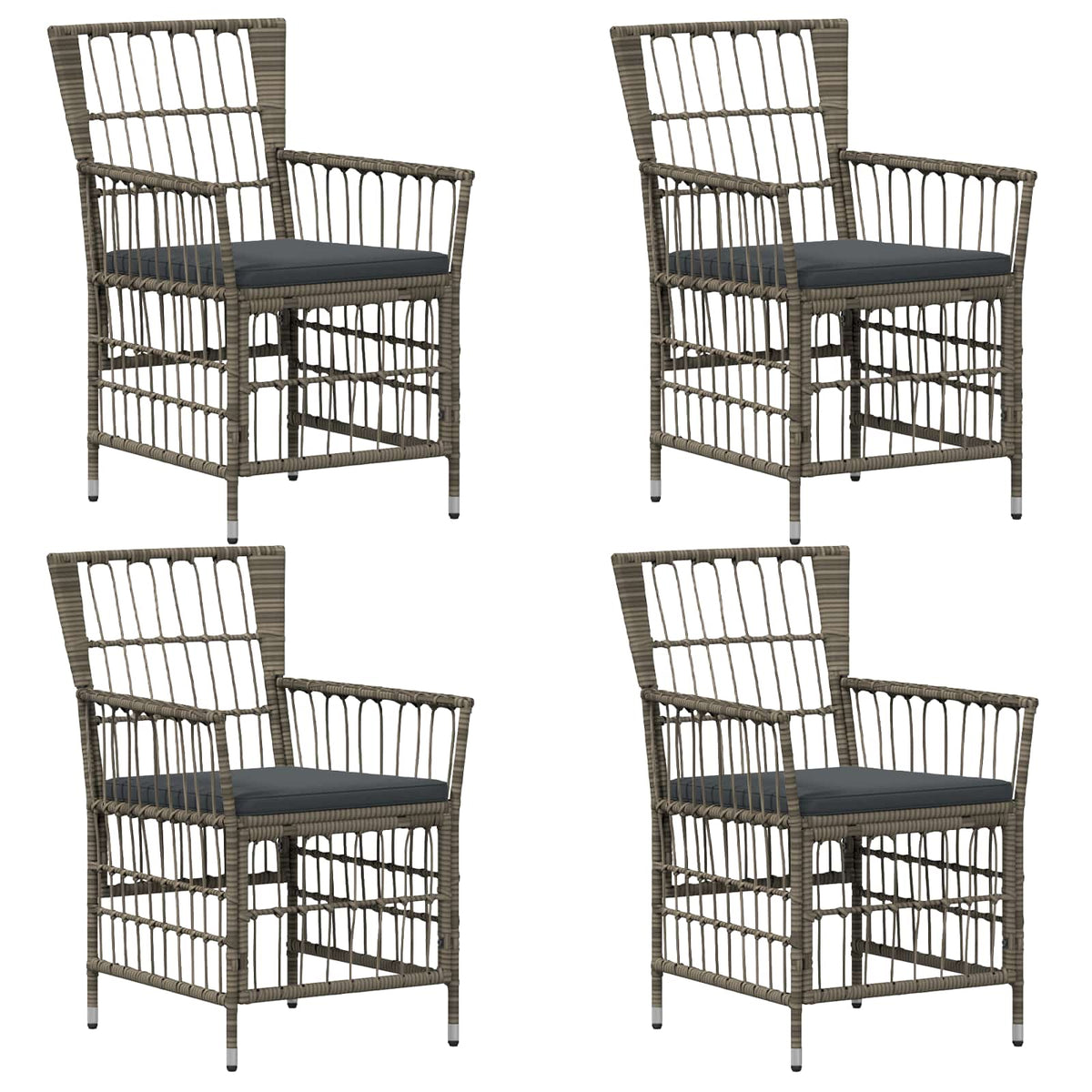 Tuinstoelen 4 st Grijs poly rattan