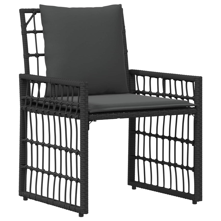 Buitenmeubelset 4 pcs Zwart en Donkergrijs Staal en Poly Rattan