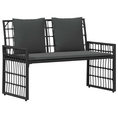 Buitenmeubelset 4 pcs Zwart en Donkergrijs Staal en Poly Rattan