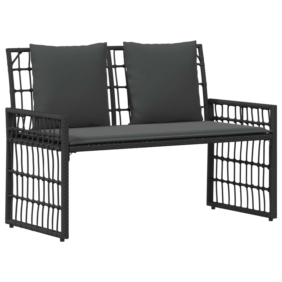 Buitenmeubelset 4 pcs Zwart en Donkergrijs Staal en Poly Rattan