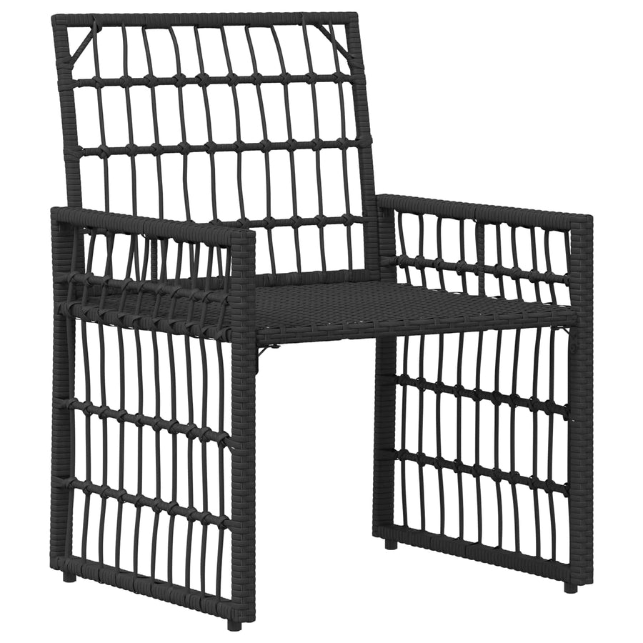 Buitenmeubelset 4 pcs Zwart en Donkergrijs Staal en Poly Rattan