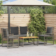Buitenmeubelset poly rattan staal acaciahout grijs