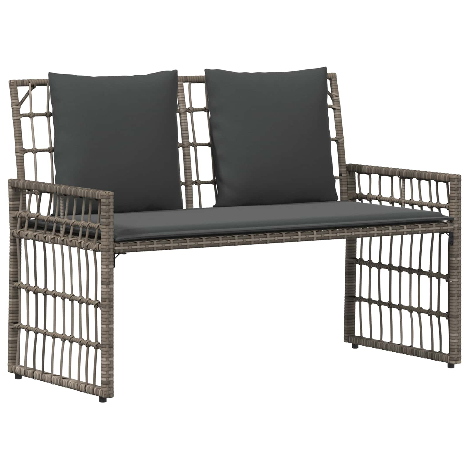 Buitenmeubelset 4 pcs Grijs en Donkergrijs Staal en Poly Rattan