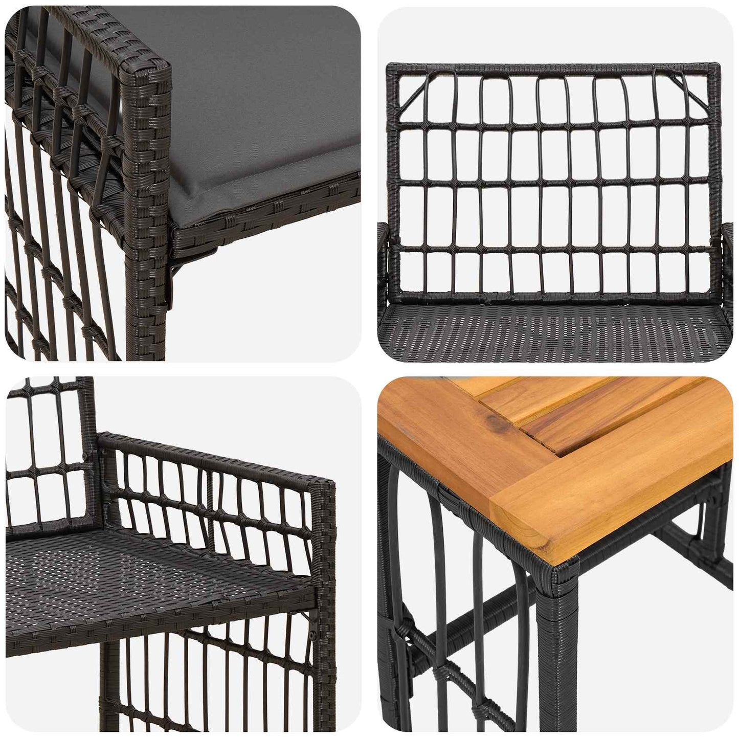 Buitenmeubelset 5 pcs Zwart en Donkergrijs Staal en Poly Rattan