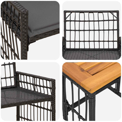 Buitenmeubelset 5 pcs Zwart en Donkergrijs Staal en Poly Rattan