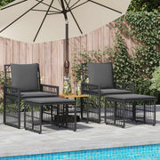 Tuinset 5-delig poly rattan staal acaciahout zwart