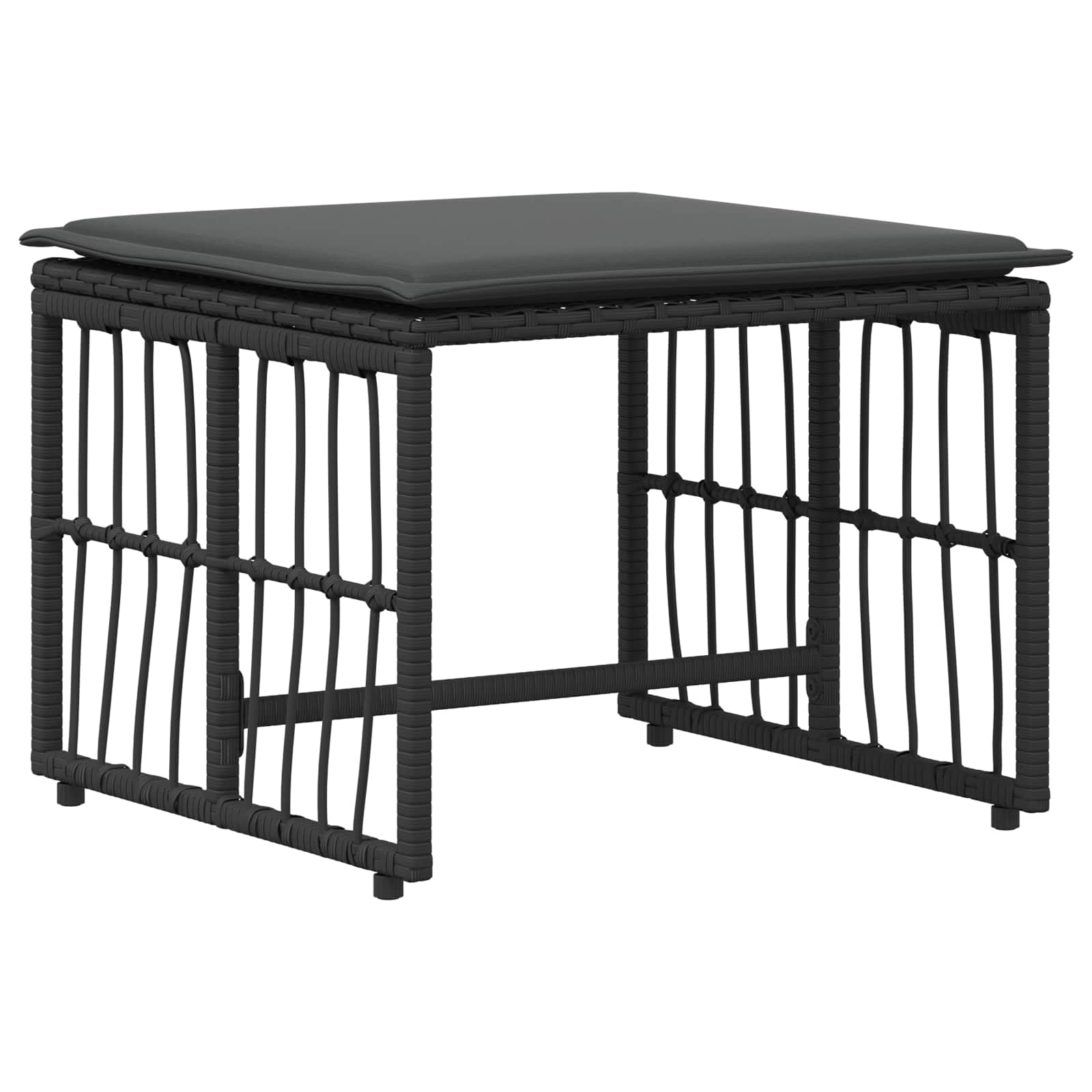 Buitenmeubelset 5 pcs Zwart en Donkergrijs Staal en Poly Rattan