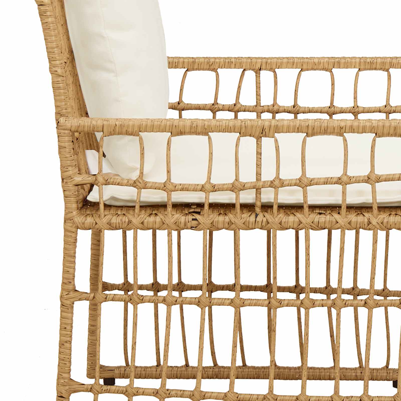 Buitenmeubelset met kussen 5 pcs Natuurlijk en Crème Wit