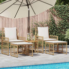 Tuinset poly rattan acaciahout natuurlijk crème wit