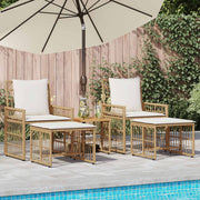 Tuinset poly rattan acaciahout natuurlijk crème wit