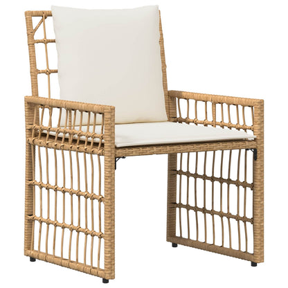 Buitenmeubelset met kussen 5 pcs Natuurlijk en Crème Wit