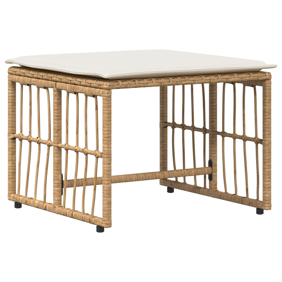 Buitenmeubelset met kussen 5 pcs Natuurlijk en Crème Wit