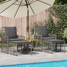 Tuinset poly rattan staal acaciahout grijs donkergrijs