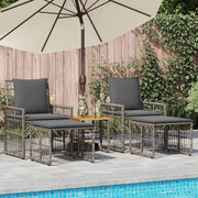 Tuinset poly rattan staal acaciahout grijs donkergrijs