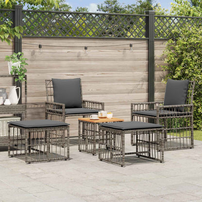 Buitenmeubelset 5 pcs Grijs en Donkergrijs Staal en Poly Rattan