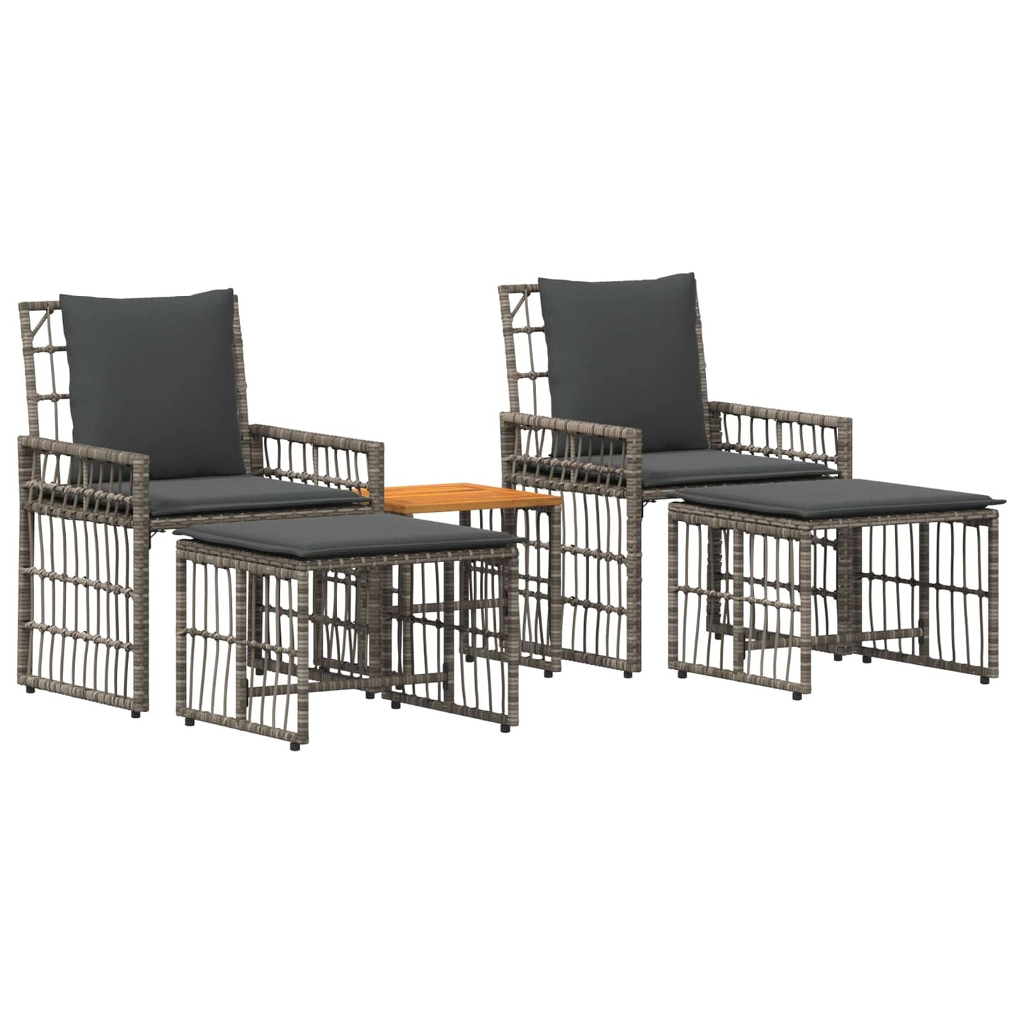 Buitenmeubelset 5 pcs Grijs en Donkergrijs Staal en Poly Rattan