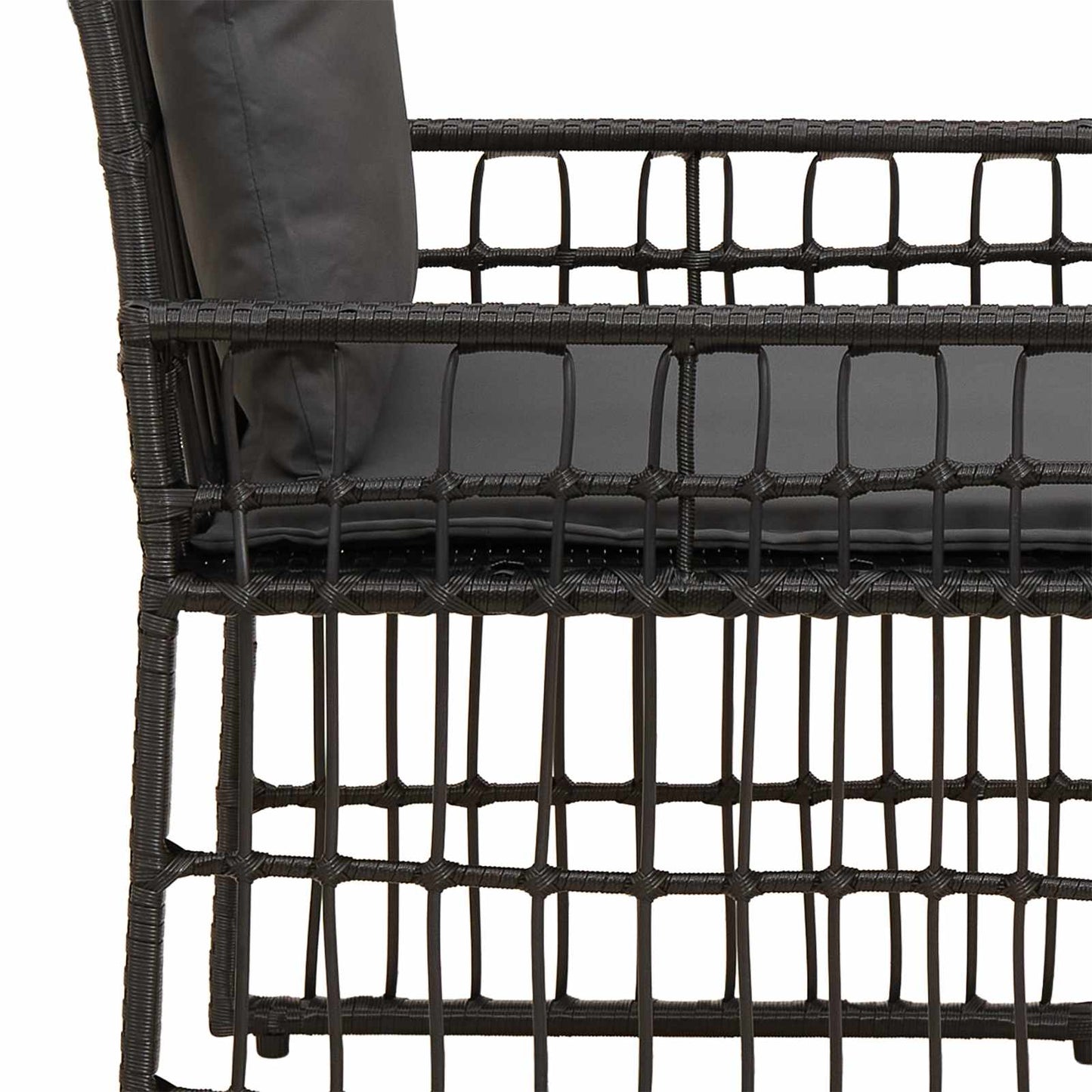 Buitenmeubelset 3 pcs Zwart en Donkergrijs Staal en Poly Rattan