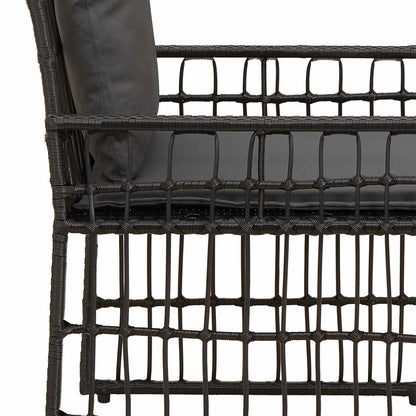 Buitenmeubelset 3 pcs Zwart en Donkergrijs Staal en Poly Rattan