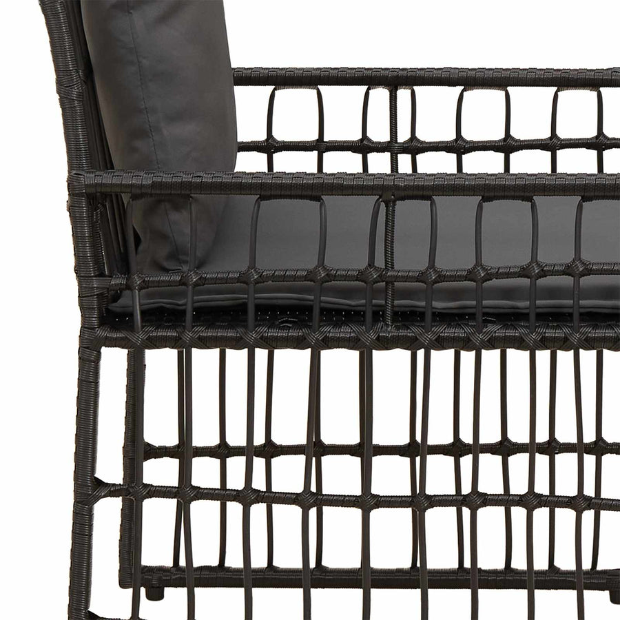 Buitenmeubelset 3 pcs Zwart en Donkergrijs Staal en Poly Rattan