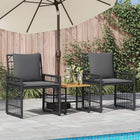 Buitenmeubelset 3-delig staal poly rattan acaciahout