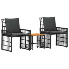 Buitenmeubelset 3 pcs Zwart en Donkergrijs Staal en Poly Rattan