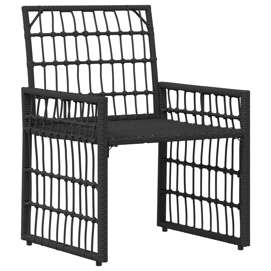 Buitenmeubelset 3 pcs Zwart en Donkergrijs Staal en Poly Rattan