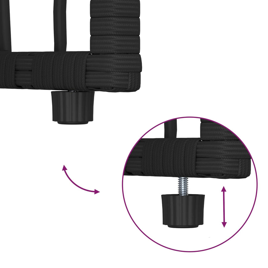 Buitenmeubelset 3 pcs Zwart en Donkergrijs Staal en Poly Rattan