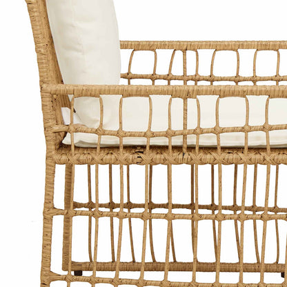 Buitenmeubelset met kussen 3 pcs Natuurlijk en Crème Wit
