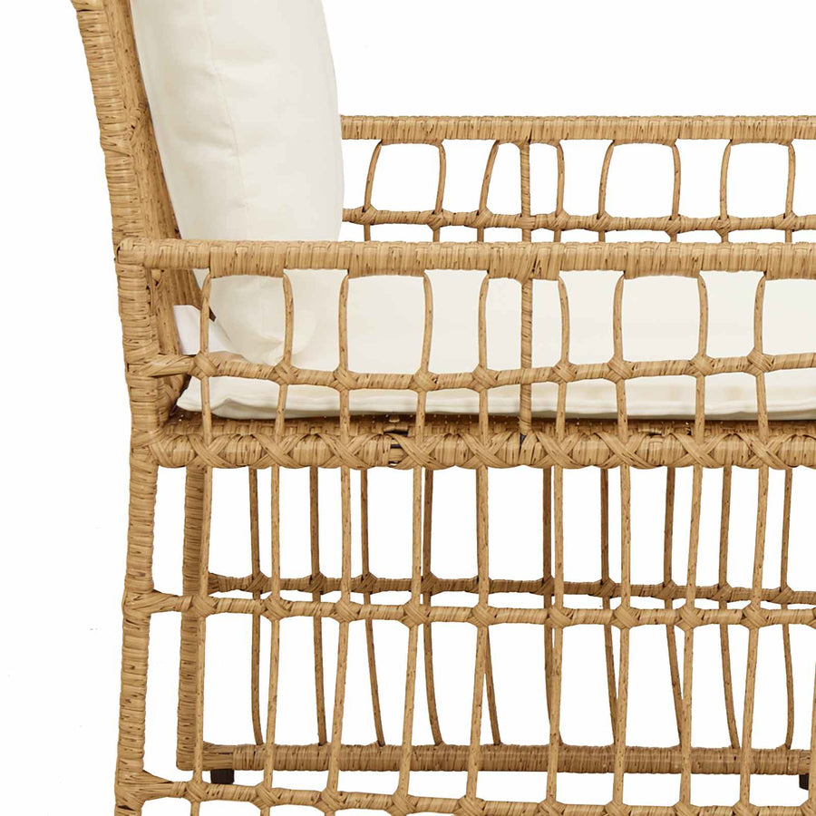 Buitenmeubelset met kussen 3 pcs Natuurlijk en Crème Wit