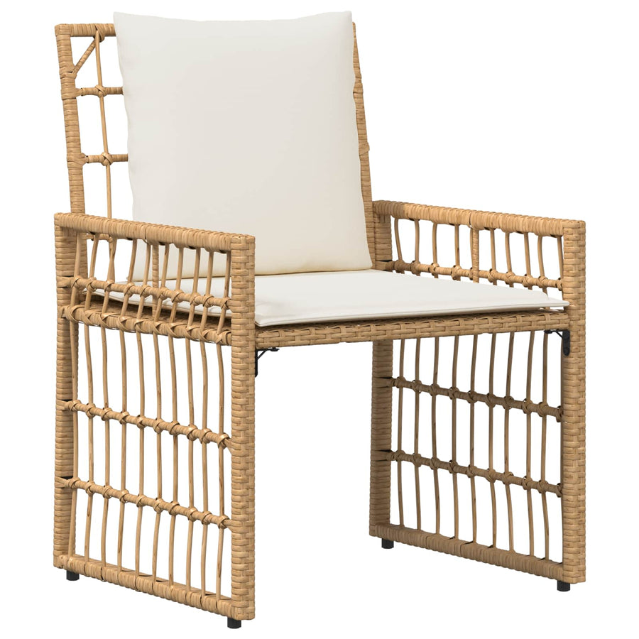 Buitenmeubelset met kussen 3 pcs Natuurlijk en Crème Wit