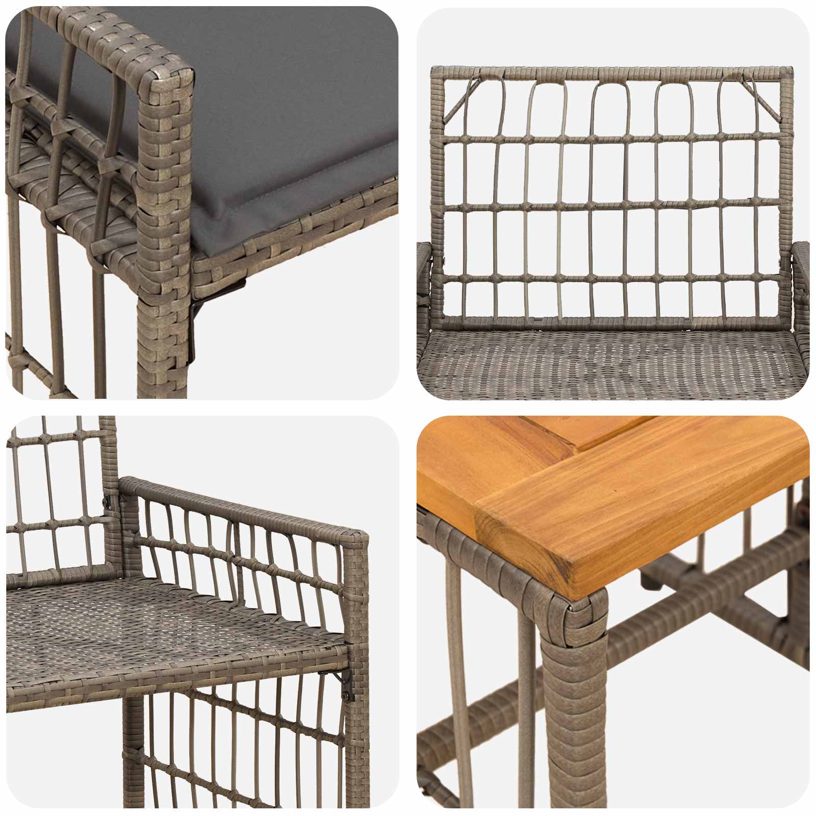 Buitenmeubelset 3 pcs Grijs en Donkergrijs Staal en Poly Rattan