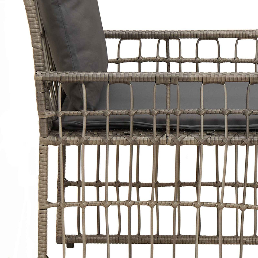 Buitenmeubelset 3 pcs Grijs en Donkergrijs Staal en Poly Rattan