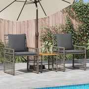 Tuinset 3-delig grijs poly rattan staal acaciahout