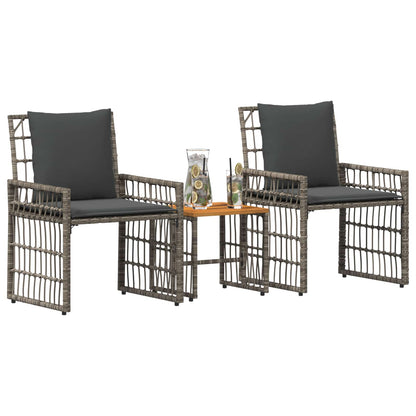 Buitenmeubelset 3 pcs Grijs en Donkergrijs Staal en Poly Rattan