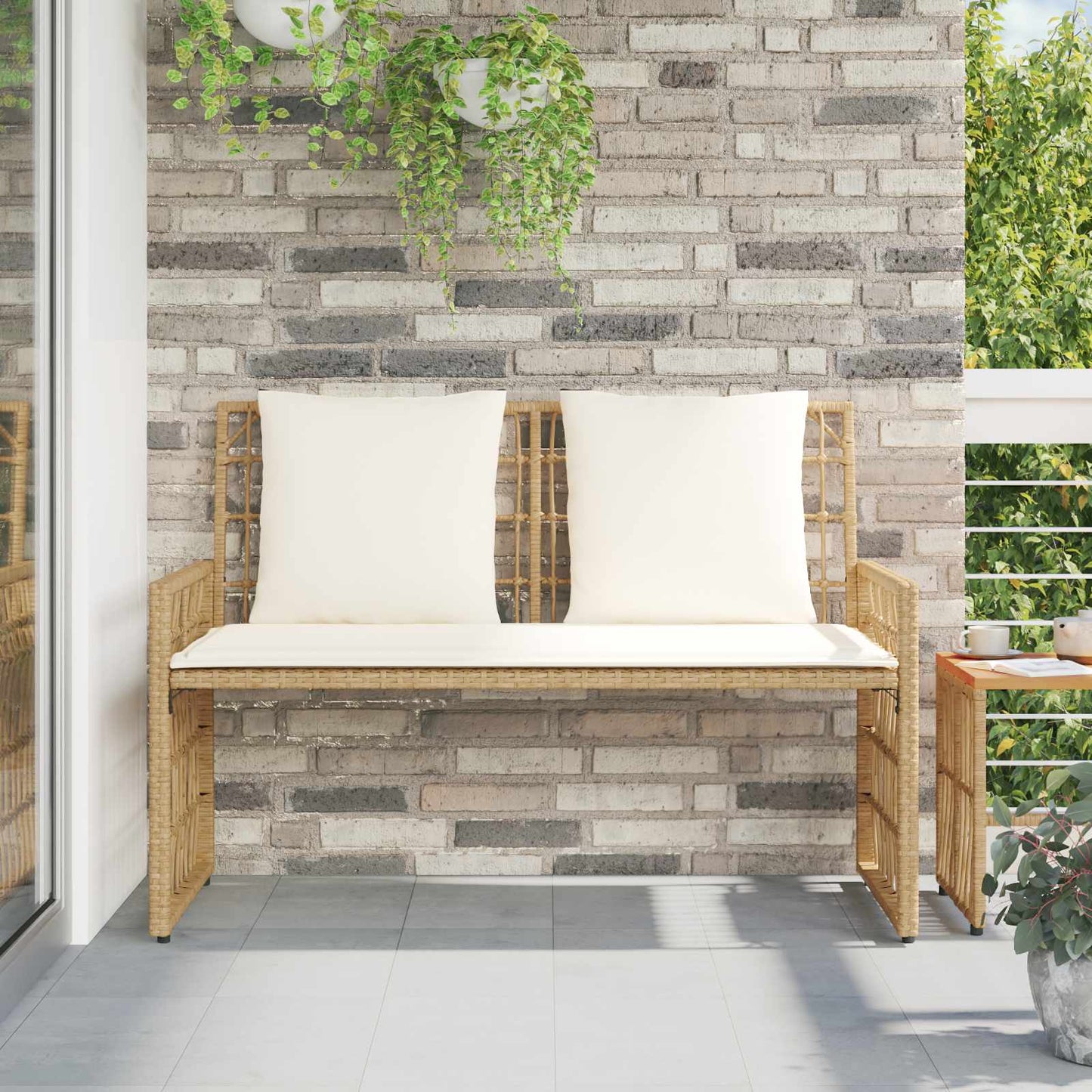 Tuinbank Effen Natuurlijk en Crème 116 x 55 x 82 cm